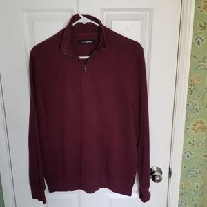 John Henry Maroon Quater Zip Cotton Blend Sweater